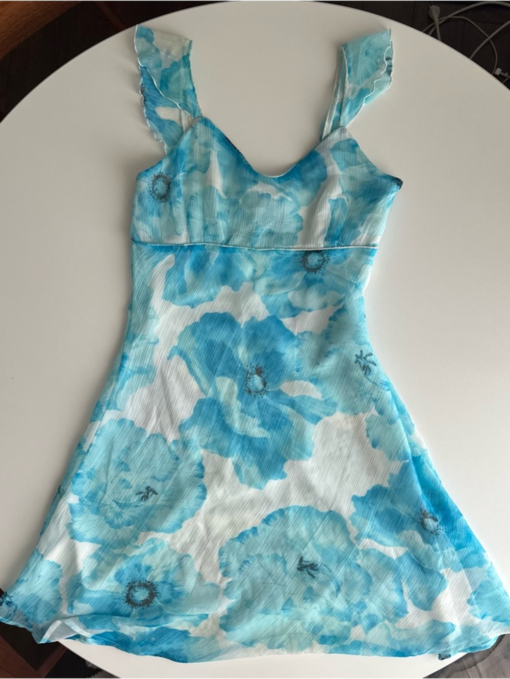 Vintage 00s Blue Floral Midi Dress - Lightweight Summer Dress